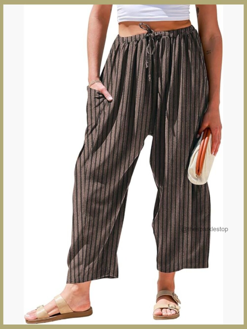 Wide Leg Linen Pants Drawstring Pockets Palazzo